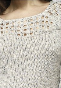 Koroshi Maglia In Cotone Intrecciato A Trecce, Scollo A V, Manica Lunga, Donna, Taglia S, Colore Bianco E Nero - 6