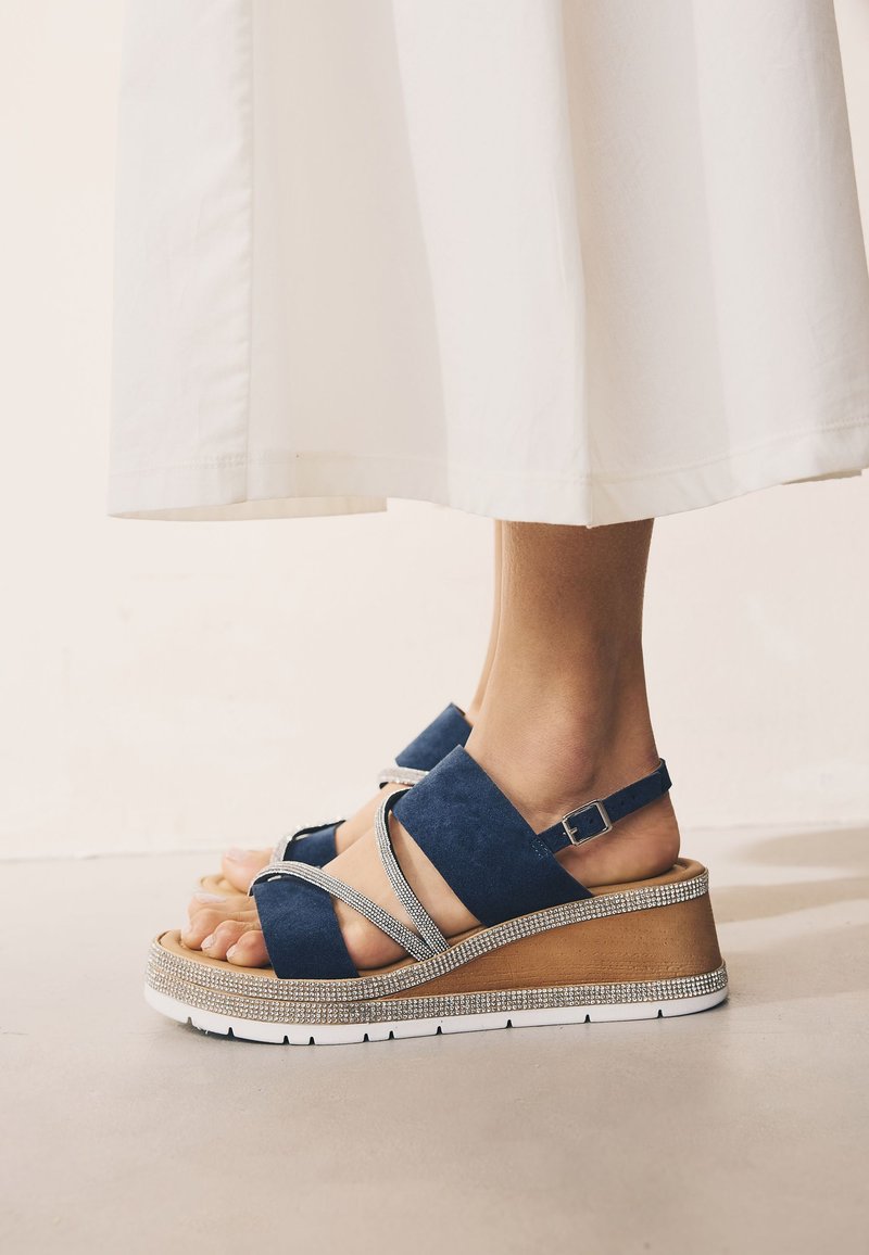 Next Sandalen met sleehak - navy blue