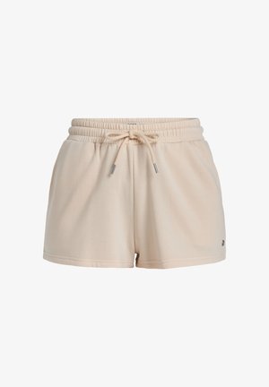 Beige Shorts zum Hineinschlüpfen aus weichem Baumwollmischgewebe, mit einem elastischen Taillenbund und Kordelzug sowie Seitentaschen.