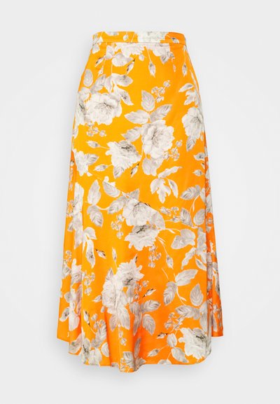 Erdem MIDI LENGTH TIERED SKIRT - Φούστα σε γραμμή Α - orange/white