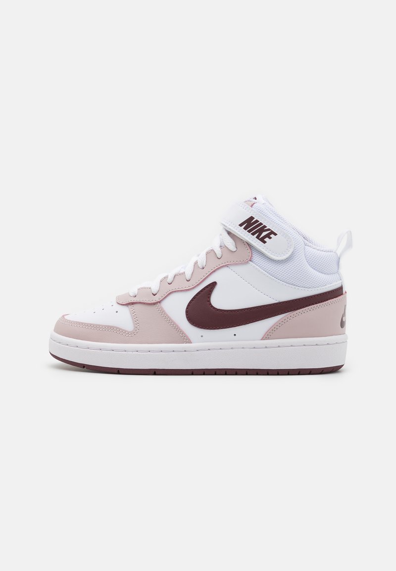 Nike Sportswear COURT BOROUGH MID 2 UNISEX - Aukšto profilio sportbačiai - white/burgundy crush/platinum violet