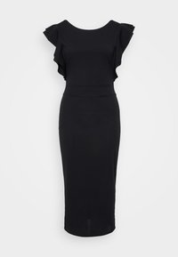 DIANA RUFFLE SLEEVE MIDI DRESS - Cocktailkjole - black