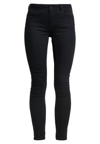 Svarta smala jeans i denim med en åtsittande design, standard femfickorslayout och subtila sömnadsdetaljer.