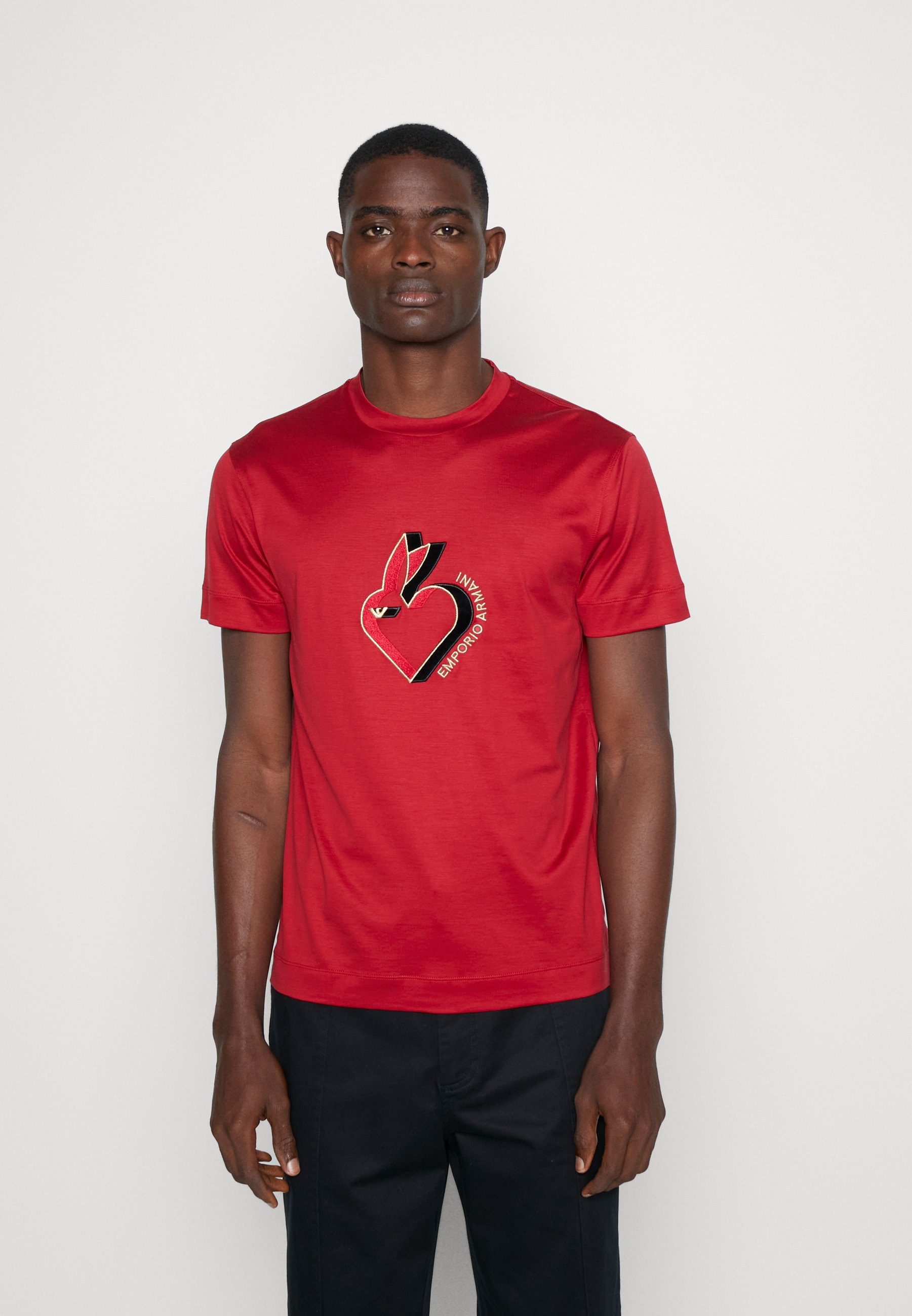red armani shirt