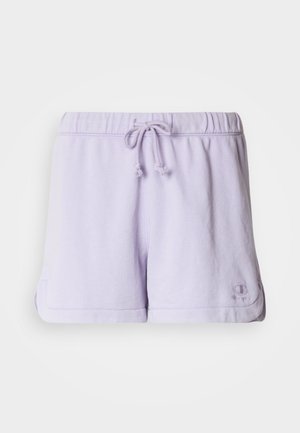 Hellviolette Baumwoll-Shorts mit elastischem Bund, Kordelzug und seitlichen Taschen. Mit einem kleinen Logo am unteren rechten Saum.