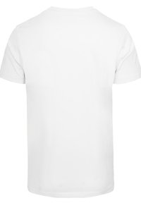 White cotton T-shirt with short sleeves, crew neckline, and a smooth texture. No patterns or graphics displayed on the back.