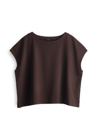 CROPPED REGULAR FIT - T-shirt basic - dark espresso