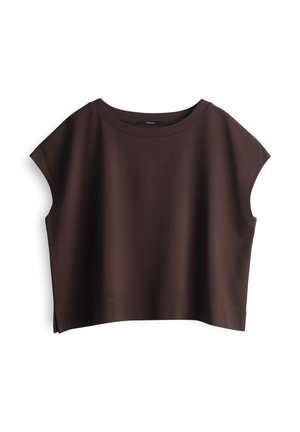 someday. CROPPED REGULAR FIT - Basic T-shirt - dark espresso