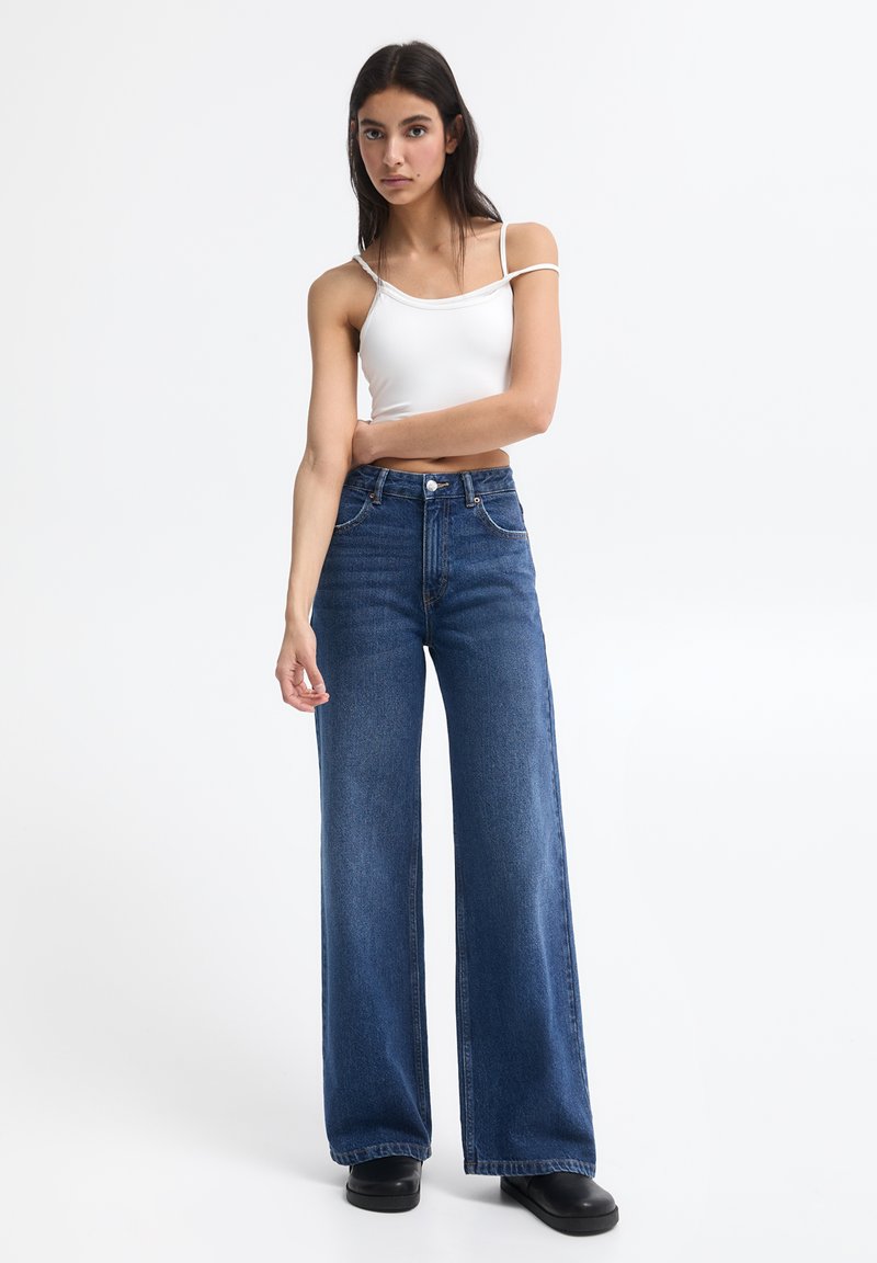 PULL&BEAR Flared Jeans donkerblauw denim