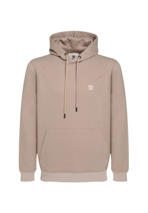 Beidzēta kapuce ar priekšējo kangaroo kabatu, ar viegli regulējamu kapuci, ribotas aproces un nelielu logos uz krūtīm.