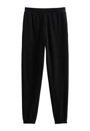 Pantaloni jogger neri realizzati in tessuto morbido, dotati di una vita elastica e polsini affusolati alle caviglie per un fit confortevole.