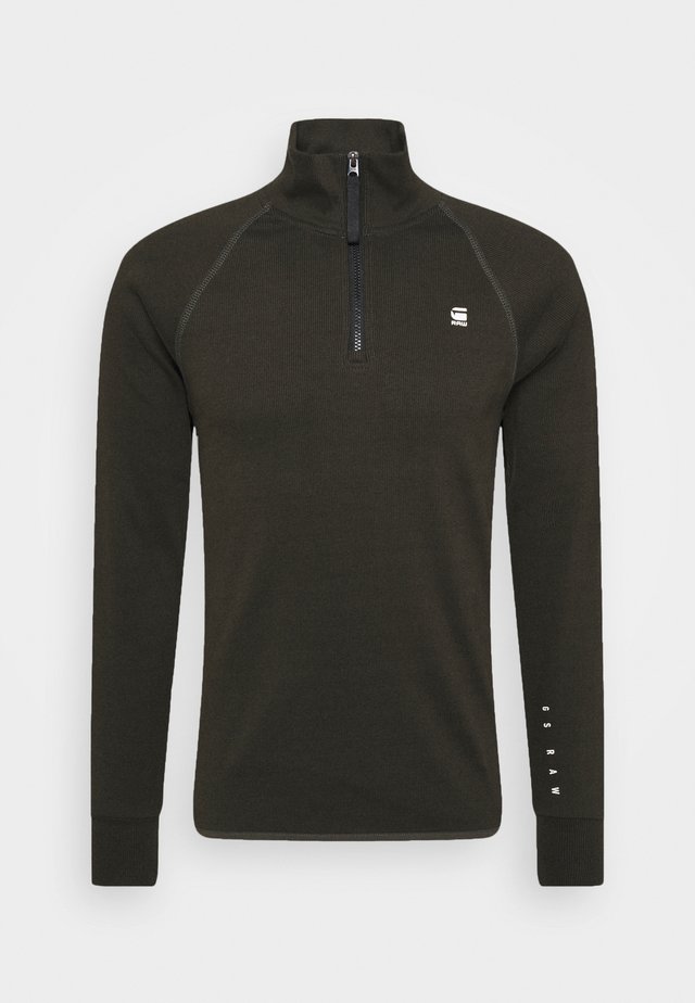 PLATED RIB HALF ZIP JIRGI R T L\S - Pullover - asfalt/dark black