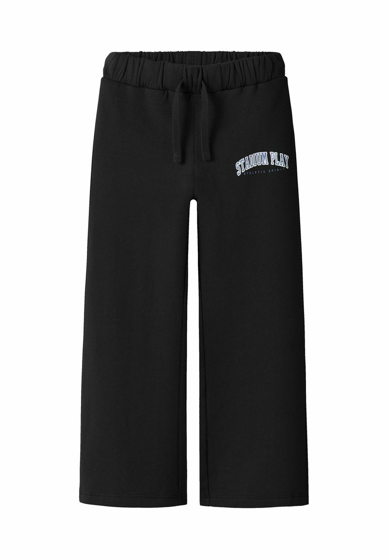 Zwarte sweatpants van katoenmix met een elastische tailleband met trekkoord en een bedrukt logo met de tekst "STADIUM PLAY" op de linker bovenbeen.