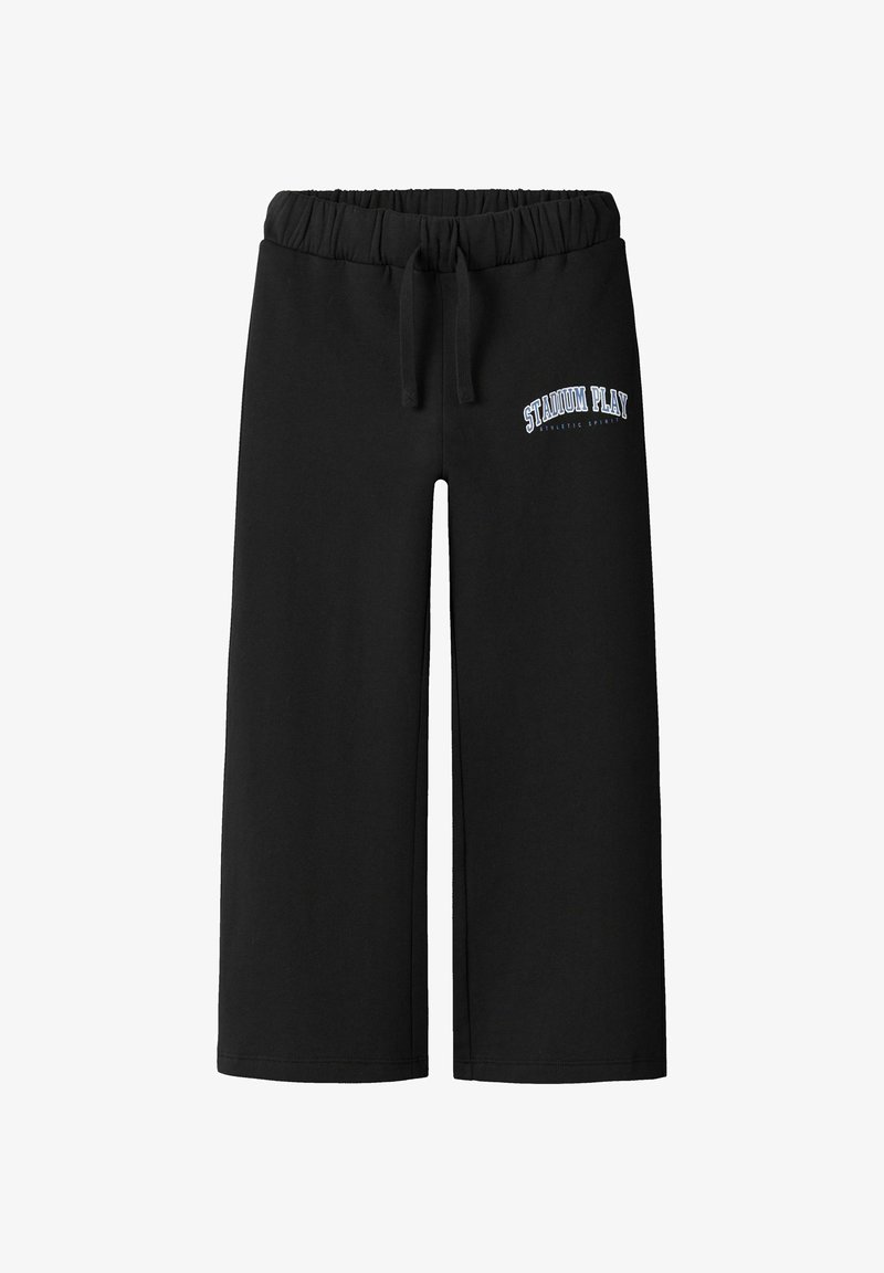 Zwarte sweatpants van katoenmix met een elastische tailleband met trekkoord en een bedrukt logo met de tekst "STADIUM PLAY" op de linker bovenbeen.