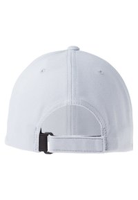 Lysegrå baseball cap med tekstur i stoffet, justerbar sort rem bagpå, og design med rund krone.