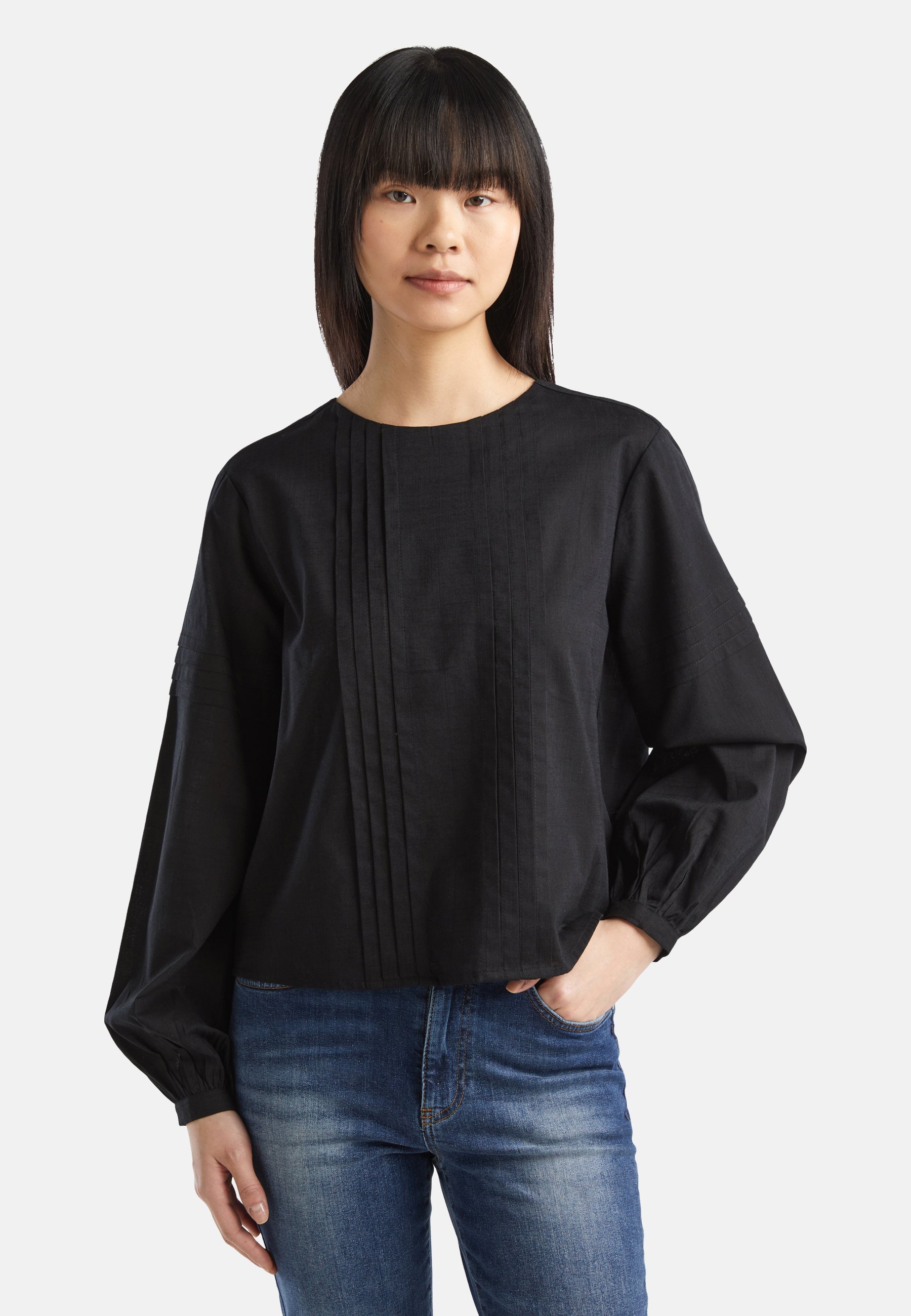 Blouse Brodée Bordeaux Benetton - Taille 42 - En Coton, Style Tunique - Occasion Très Bon état