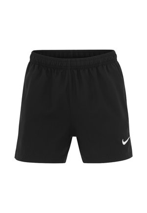 Shorts sportivi neri con vita elasticizzata e logo Nike bianco sul lato inferiore destro. Realizzati in tessuto leggero e traspirante.
