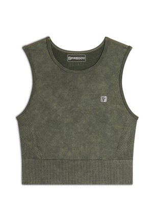 Freddy SENZA MANICHE - Top - beetle green used