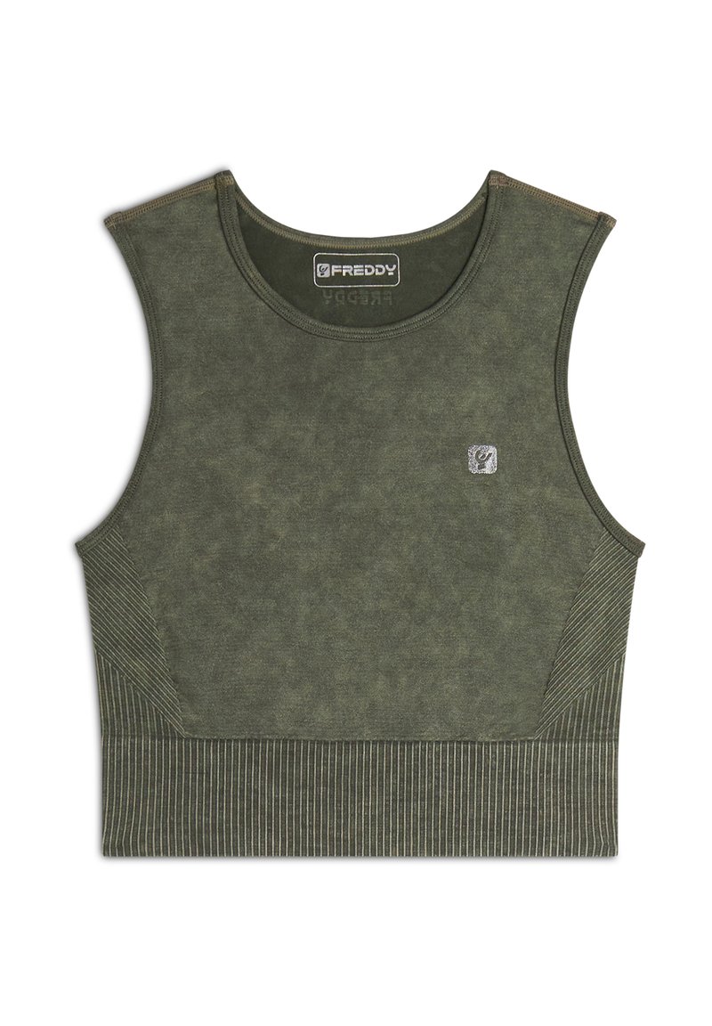 Freddy SENZA MANICHE - Top - beetle green used