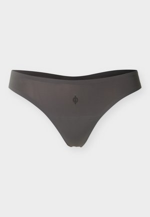 Αόρατο σλιπ σε σκούρο γκρι με λεία υφή και μικρό κυκλικό λογότυπο στο κέντρο μπροστά.