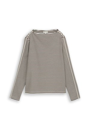 TOM TAILOR, TOM TAILOR T-SHIRT LOOSE FIT LANGARMSHIRT MIT STREIFENMUSTER - Long sleeved top - brown white stripe