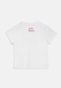 Balta trumpo rankovio marškinėlių, ant nugaros raižytas rožiniu "Love Juicy" užrašu. Pagaminti iš švelnaus medvilnės audinio, laisvo kirpimo.