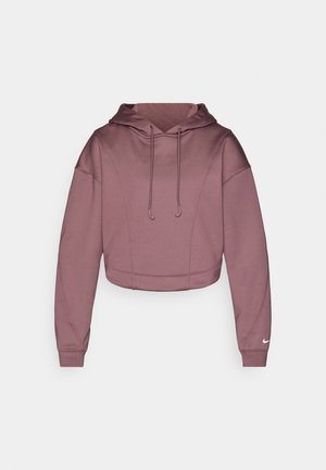 Felpa corta con cappuccio in morbido tessuto malva, con chiusura a coulisse, polsini a coste e logo Nike sulla manica inferiore.