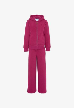 Fuchsia trainingspak met een rits-huis en een voorzak, evenals bijpassende sweatpants met een elastieke tailleband en een losse pasvorm. Gladde stofstructuur.