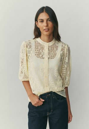 REGULAR FIT - HALF SLEEVE - Nööpidega pluus - lemon yellow