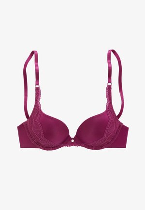 Mauve podstavljeni grudnjak s čipkastim rubom i podesivim satenskim naramenicama. Sadrži mali dekorativni srebrni detalj na prednjem srednjem dijelu.