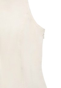 Ärmelloses Creme-Oberteil aus strukturiertem Stoff, mit einer leicht taillierten Form und einem seitlichen Reißverschluss. Saubere Nähte und minimale Designdetails.
