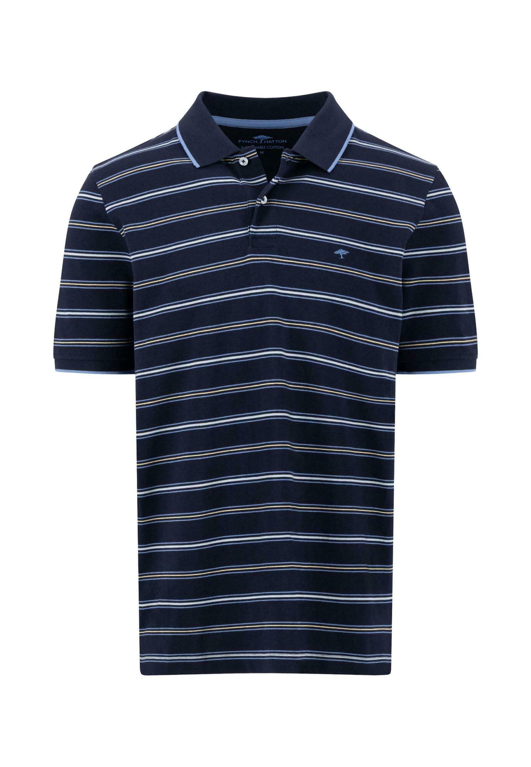 Fynch-Hatton STRIPE - Polo shirt - navy/dark blue - Zalando