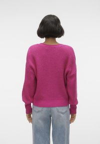 Vero Moda VMLEA V NECK CUFF - Kardigan - pink yarrow