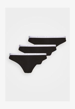 Črn bombažni komplet hlačnic, s sivim pasom z večkrat ponovljenim logotipom. Oblikované z gladkega materiala in z srednje visokim krojem.