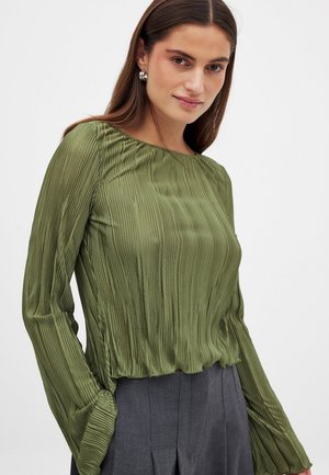 LANGÄRMELIGES  MIT SCHNÜRUNG HINTEN - Blusa - olive green
