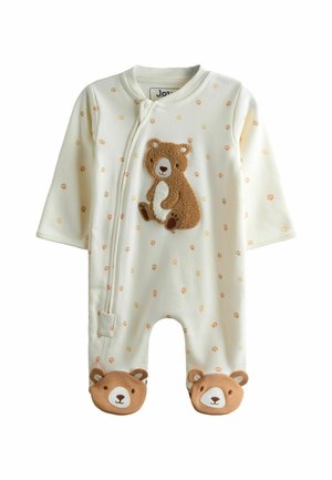 REGULAR FIT - BEAR APPLIQUÉ ZIP  - Strampler - cream
