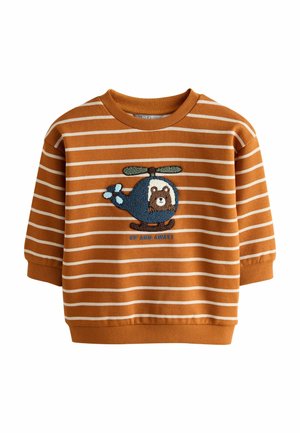 Next Športni pulover - tan brown ecru stripe bear