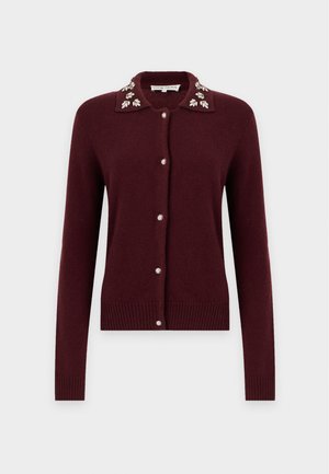 Stine Goya, WIDE COLLAR LONG SLEEVE CARDIGAN - Жилетка - bordeaux