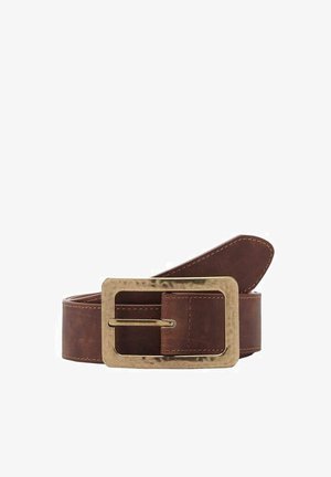 Mango TEXTURED SQUARE BUCKLE - Ceinture - brown