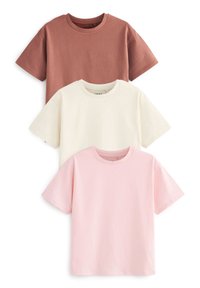 Next 3 PACK - T-Shirt basic - pink ecru brown