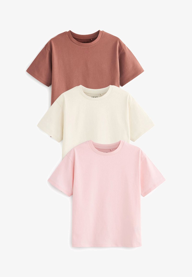 Next 3 PACK - T-Shirt basic - pink ecru brown