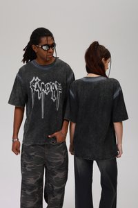 YOURTURN - UNISEX - Print T-shirt - acid wash black Thumbnail Image 1