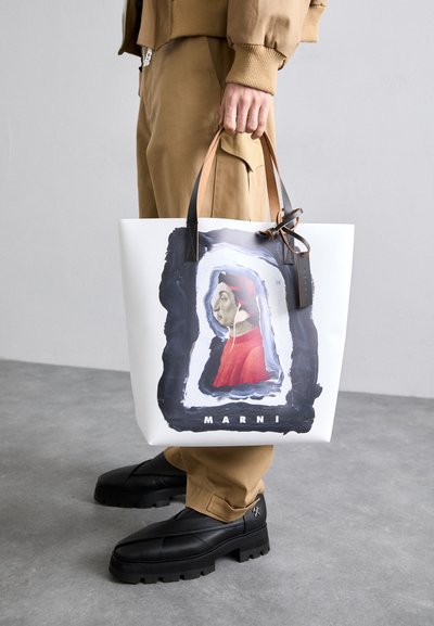 Marni TRIBECA UNISEX - Shopping bag - white/black/arbutus