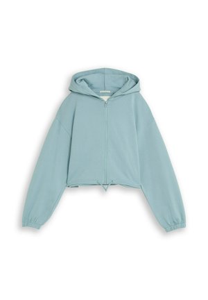 TOM TAILOR STRICK & SWEATSHIRTS CROPPED SWEATJACKE IN MELANGE-OPTIK - Sweat zippé - tourmaline