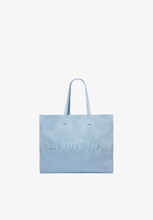 Hele sinine seemisnahast kandekott kahe sangaga ja ees keskel reljeefse "LAMANIA" kirjaga.