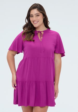 Fiorella Rubino, VESTITO SMILE CORTO CON FIOCCO - Robe de jour - fucsia