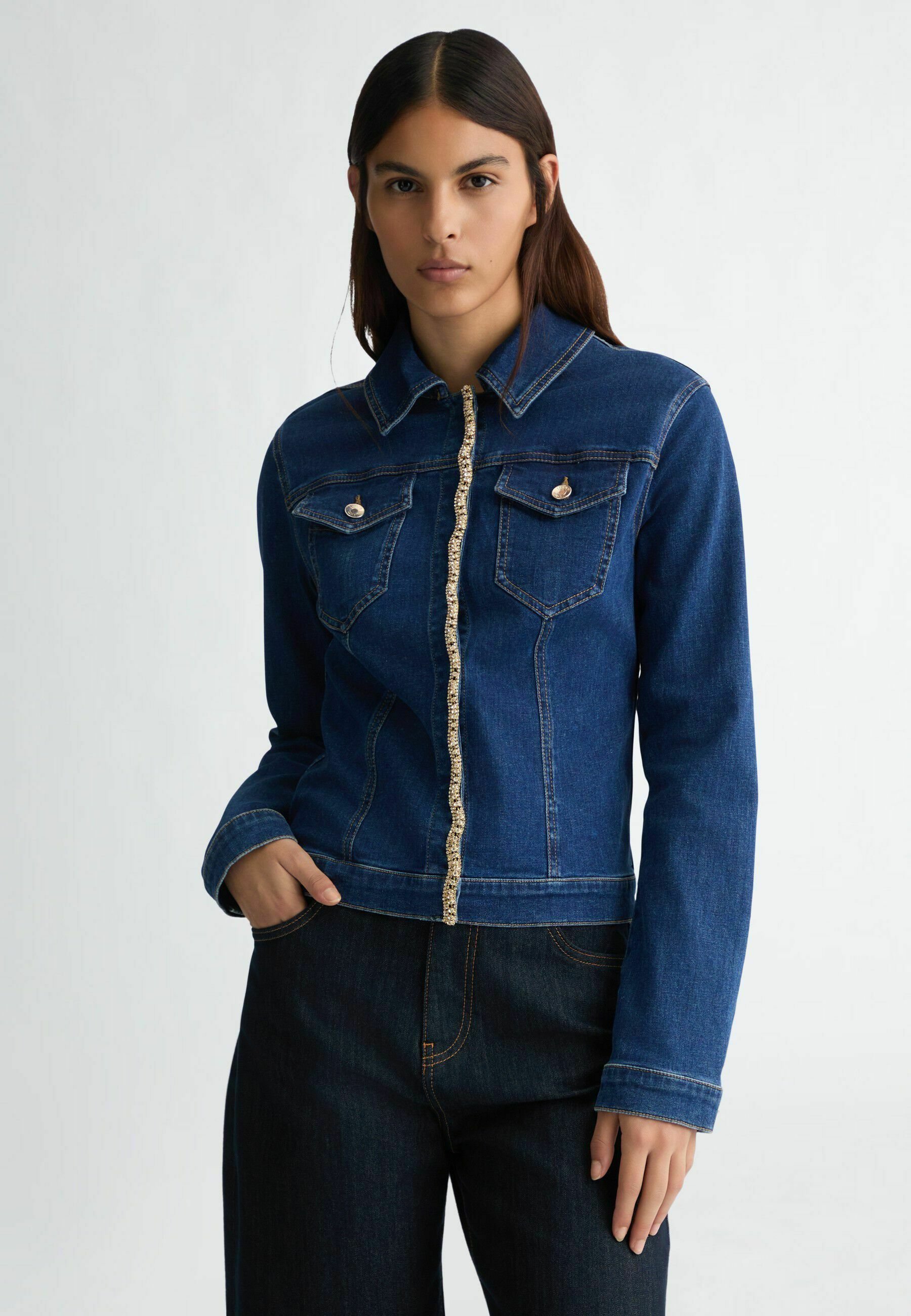 Giacca Jeans Donna Elasticizzata - Maniche Lunghe Con Tasche, Cotone E Poliestere