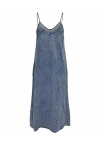 ONLY GESCHNITTEN SCHULTERFREI SCHMALE TRÄGER  - Τζιν φόρεμα - light blue denim