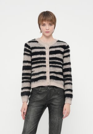 VIALDA O NECK CARDIGAN - Cardigan - natural melange/black