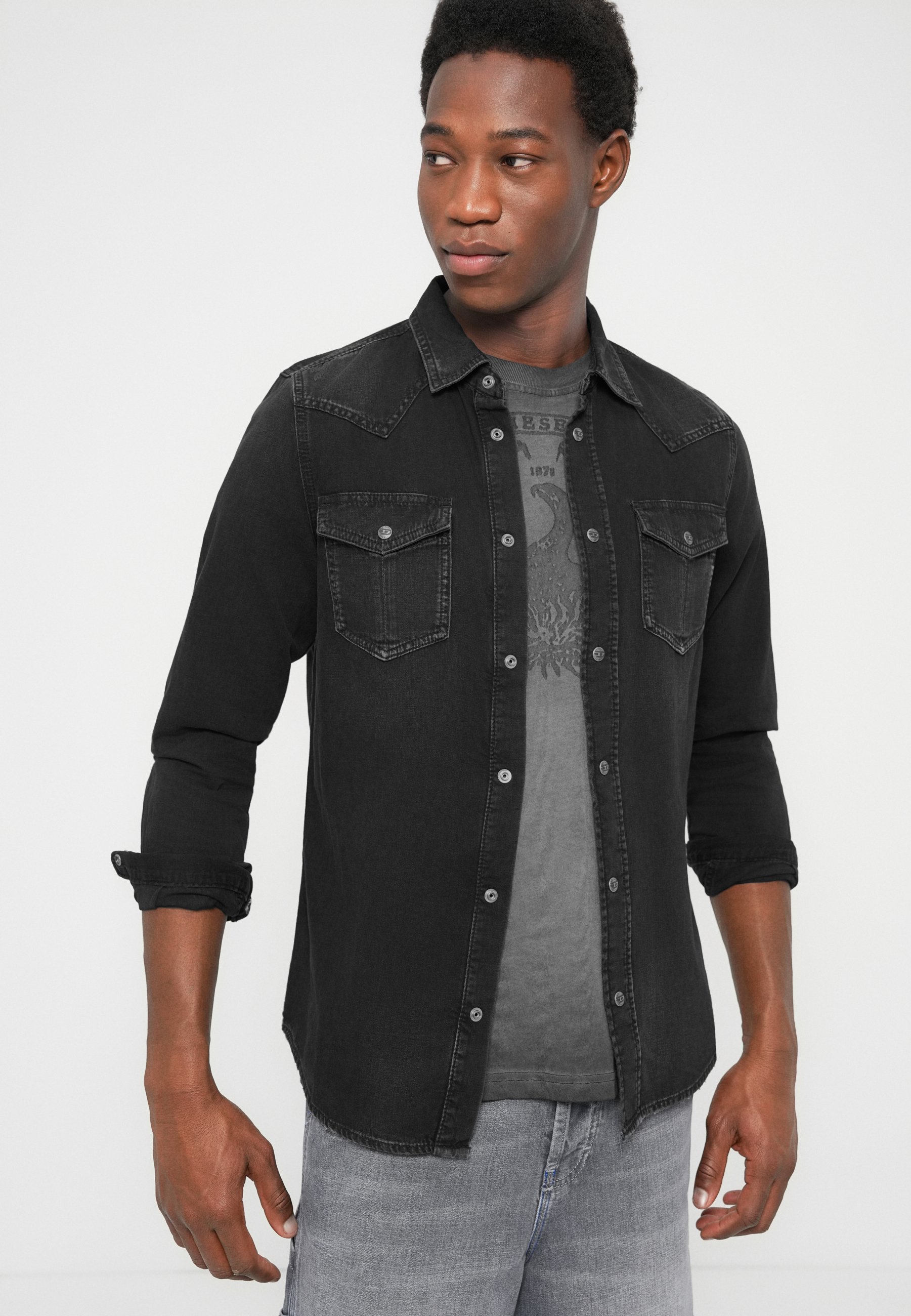 DIESEL ブラック トップス　Mサイズ Diesel VEGA - Shirt - black denim - Zalando.co.uk